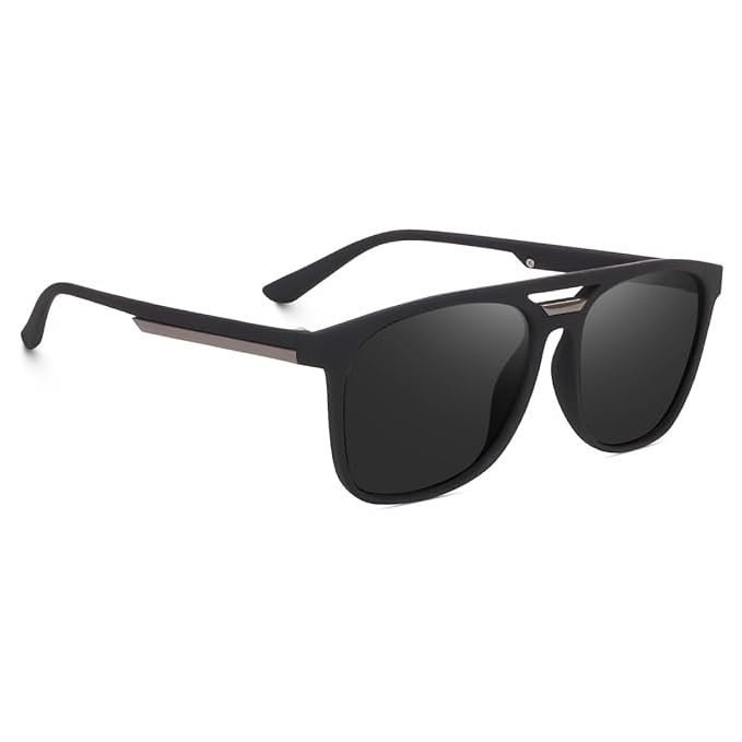 Liza Angel Sunglasses for Men and Women, Retro Style Frame, Black Lenses