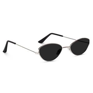 Retro Cat Eye Sunglasses, Unisex Design, Silver Metal Frame