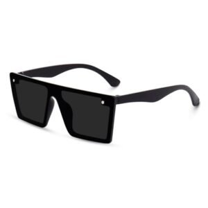 Liza Angel Retro Square Sunglasses, UV Protection, Black Frames, Unisex