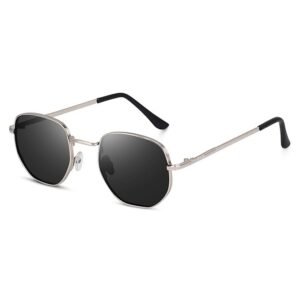 Pathan Sunglasses with UV100%, Silver Frame, Unisex