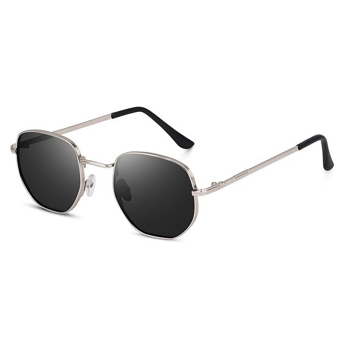 Pathan Sunglasses with UV100%, Silver Frame, Unisex