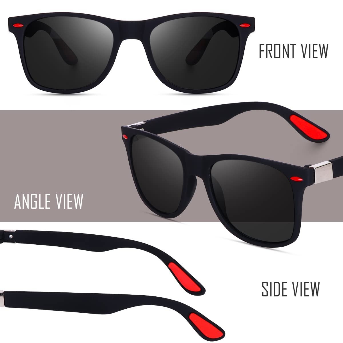 Liza Angel Full Black Square Polarized UV Protection Sunglasses Lightweight Sturdy Matt-Finished Men & Women | Medium | WAY21 - Image 5