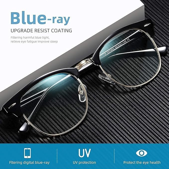 Liza Angel spectacles frames Blue Light Blocking Glasses for Reading, Black, Unisex - Image 2