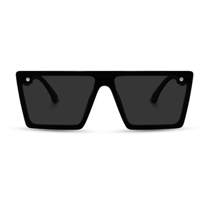 Liza Angel Retro Square Sunglasses, UV Protection, Black Frames, Unisex - Image 6