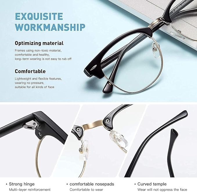 Liza Angel spectacles frames Blue Light Blocking Glasses for Reading, Black, Unisex - Image 3