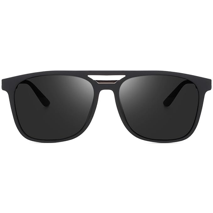 Liza Angel Sunglasses for Men and Women, Retro Style Frame, Black Lenses