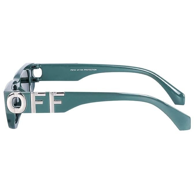 Liza Angel Off Square Frame Sunglasses, Unisex Retro Style, Green Frame - Image 5