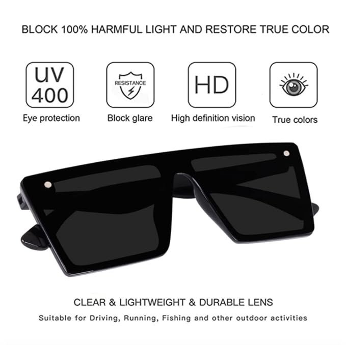 Liza Angel Retro Square Sunglasses, UV Protection, Black Frames, Unisex - Image 4