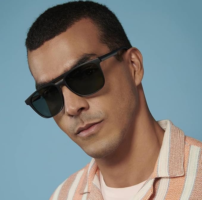 Liza Angel Sunglasses for Men and Women, Retro Style Frame, Black Lenses