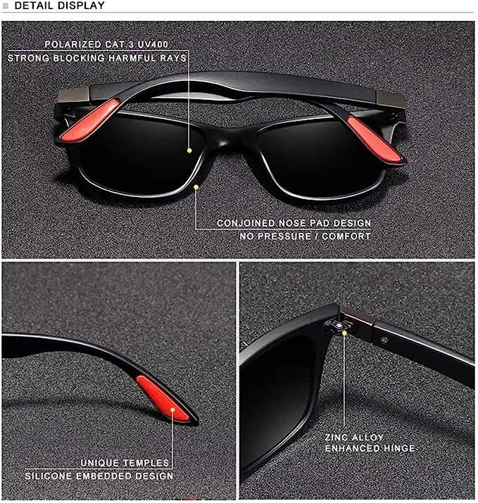 Liza Angel Full Black Square Polarized UV Protection Sunglasses Lightweight Sturdy Matt-Finished Men & Women | Medium | WAY21 - Image 3