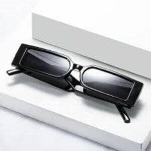 Liza Angel Vintage Narrow Rectangular UV400 Protected Small Frame Inspired MC Stan Stylish Sunglasses (Black)