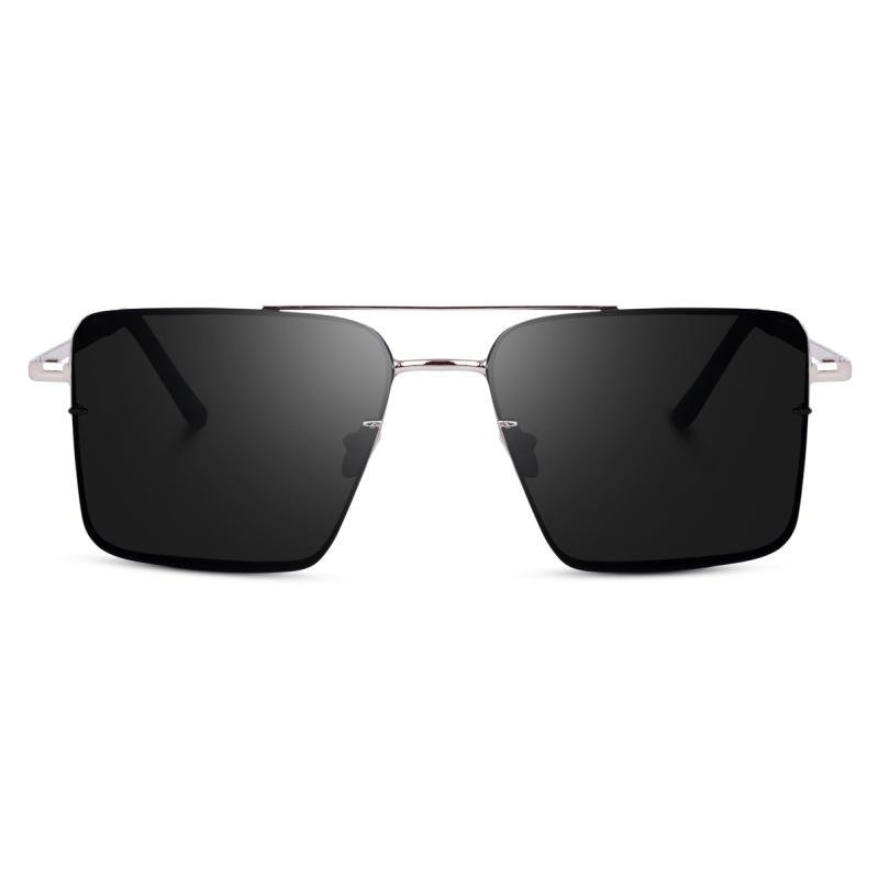 Liza Angel Midnight Retro Square Frame Sunglasses, UV Lens, Silver - Image 2