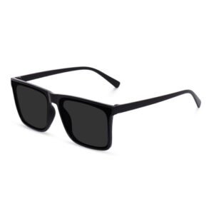 Liza Angel UV Protection, Toughened Glass Lens Butterfly, Over-sized, Rectangular Sunglasses (55)  (For Men & Women, Black)