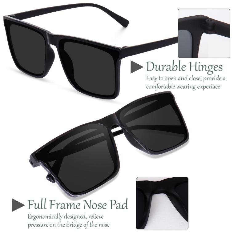 Liza Angel UV Protection, Toughened Glass Lens Butterfly, Over-sized, Rectangular Sunglasses (55)  (For Men & Women, Black)