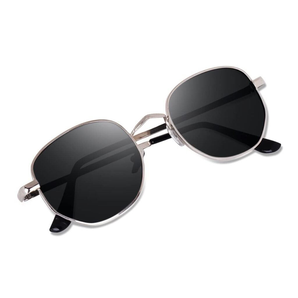 Pathan Sunglasses with UV100%, Silver Frame, Unisex