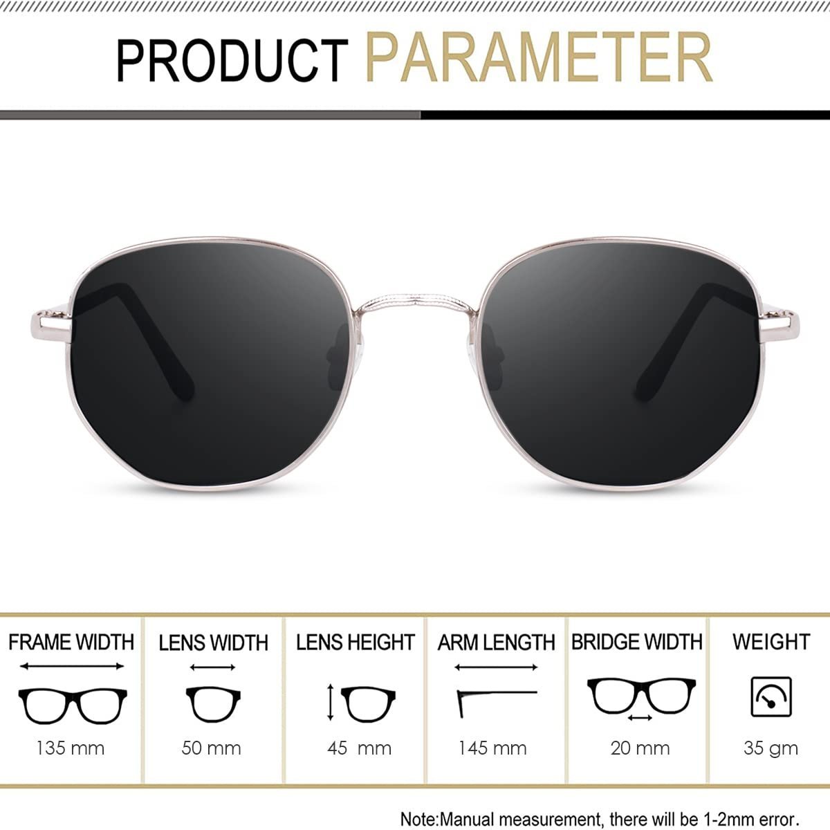 Pathan Sunglasses with UV100%, Silver Frame, Unisex - Image 4